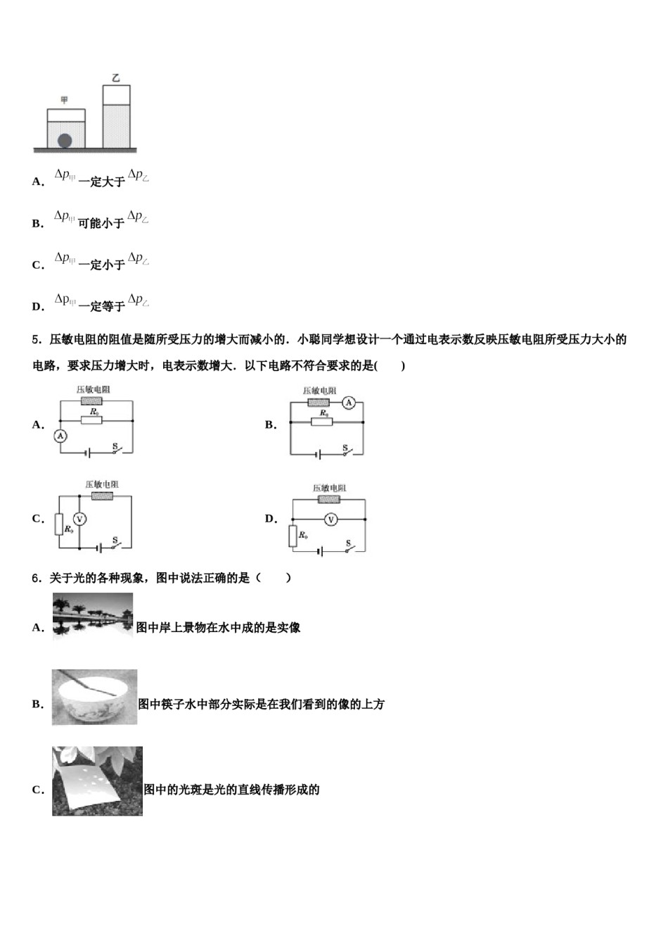 2024届江西省婺源县重点达标名校中考联考物理试卷含解析.doc_第2页