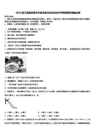 2024届江西省宜春市丰城市重点达标名校中考物理模拟精编试卷含解析.doc