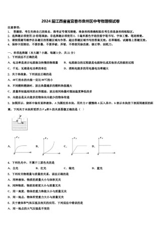 2024届江西省省宜春市袁州区中考物理模试卷含解析.doc