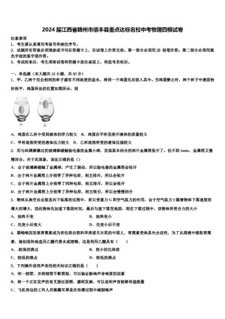 2024届江西省赣州市信丰县重点达标名校中考物理四模试卷含解析.doc