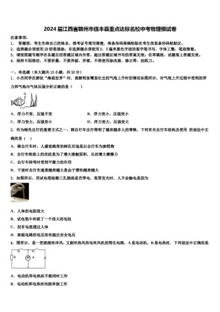 2024届江西省赣州市信丰县重点达标名校中考物理模试卷含解析.doc