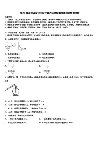 2024届河北省保定市定兴县达标名校中考冲刺卷物理试题含解析.doc