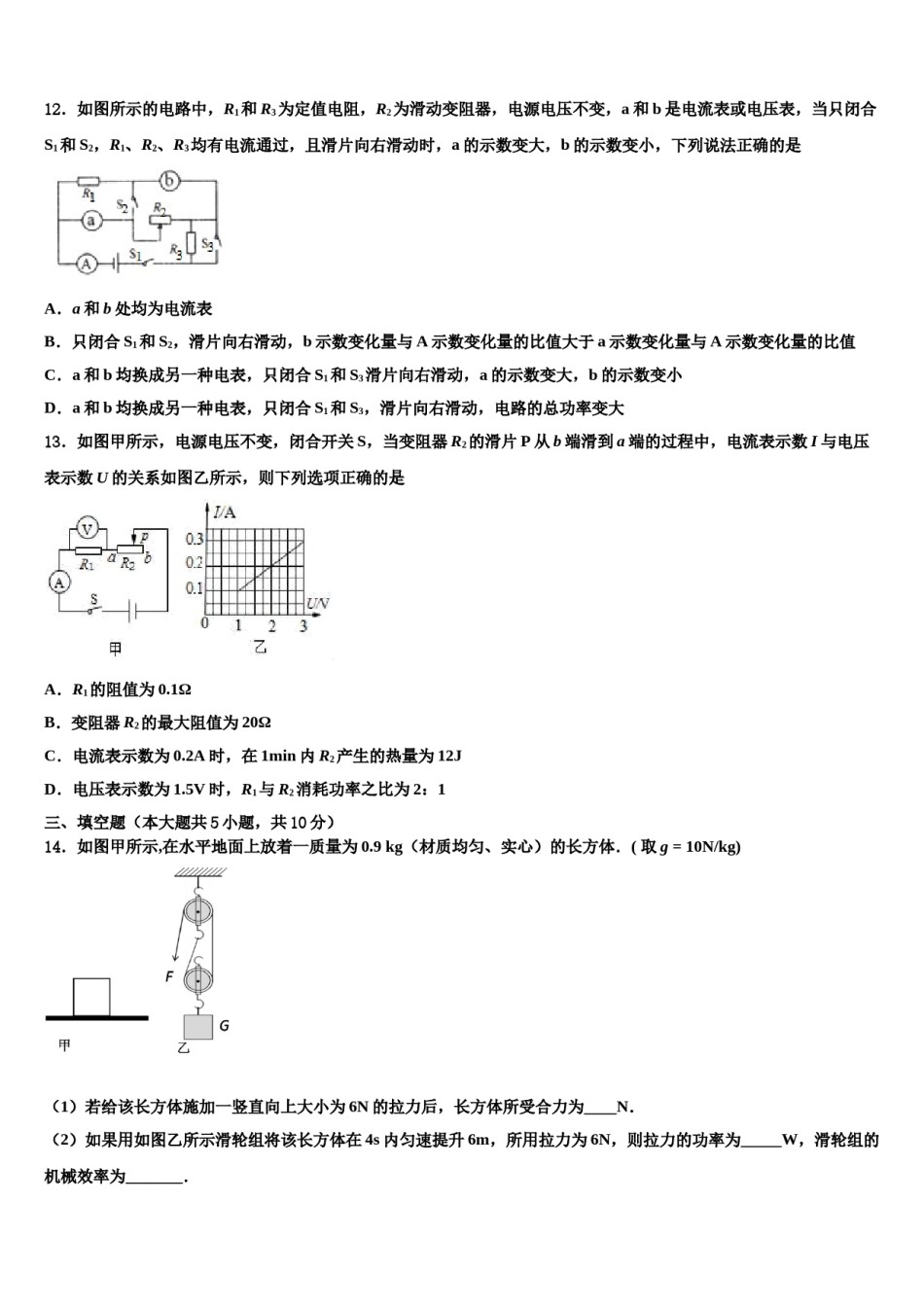 2024届河北省安平县马店乡北郭村农业中学等三校中考物理模拟试题含解析.doc_第3页