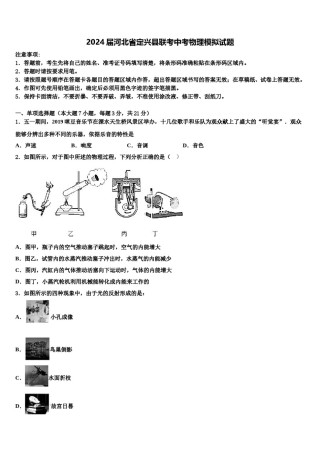 2024届河北省定兴县联考中考物理模拟试题含解析.doc