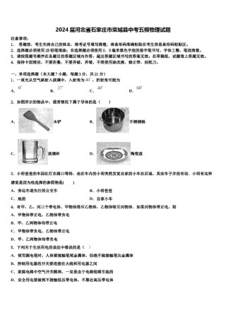 2024届河北省石家庄市栾城县中考五模物理试题含解析.doc
