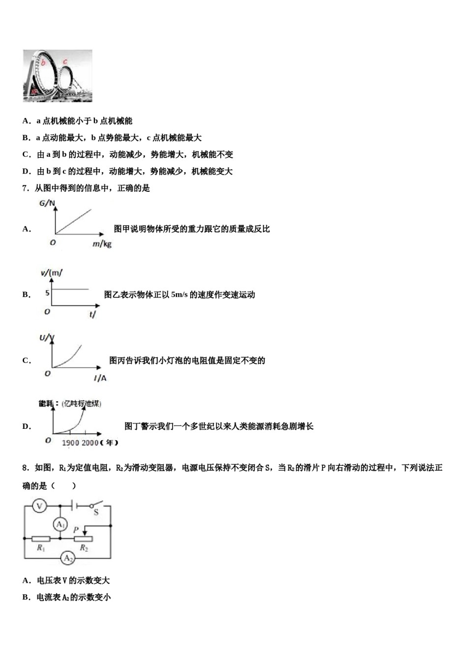 2024届河北省石家庄市第九中学中考物理仿真试卷含解析.doc_第3页