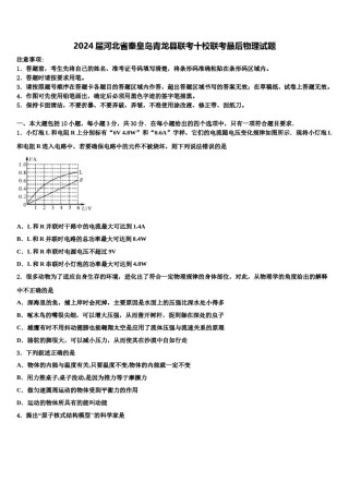 2024届河北省秦皇岛青龙县联考十校联考最后物理试题含解析.doc