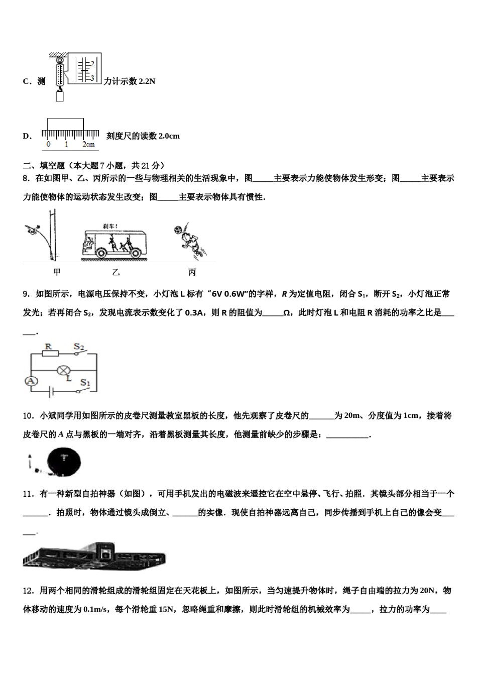 2024届河北省邢台市宁晋县达标名校中考物理最后一模试卷含解析.doc_第3页
