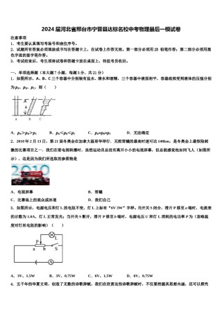 2024届河北省邢台市宁晋县达标名校中考物理最后一模试卷含解析.doc