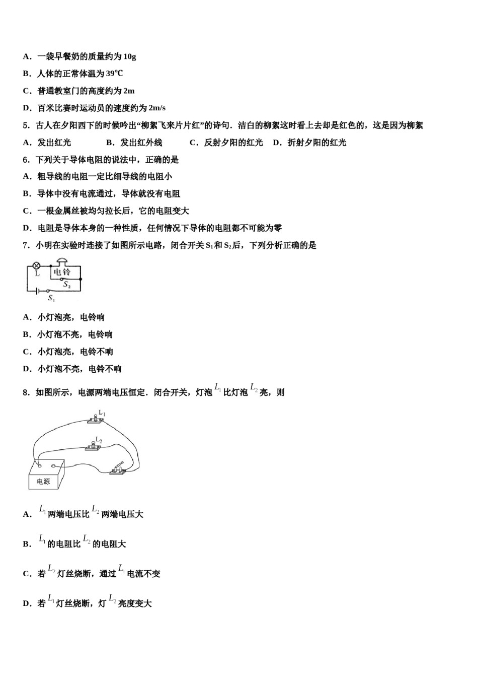 2024届河南大附中中考一模物理试题含解析.doc_第2页