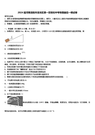 2024届河南洛阳市洛龙区第一实验校中考物理最后一模试卷含解析.doc