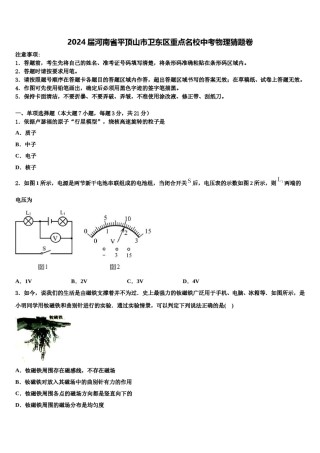 2024届河南省平顶山市卫东区重点名校中考物理猜题卷含解析.doc