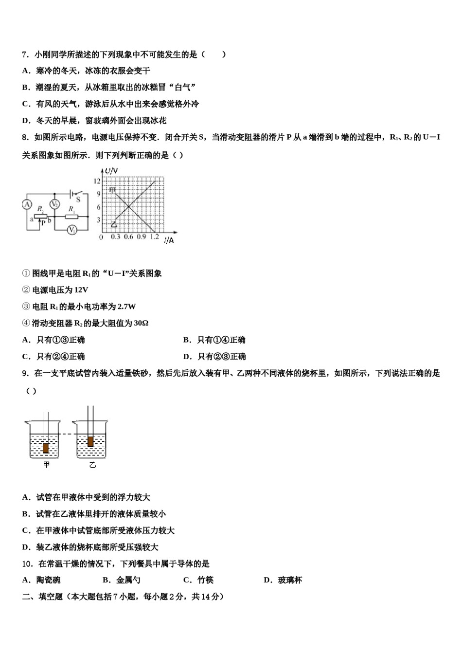 2024届河南省平顶山市宝丰县重点达标名校中考冲刺卷物理试题含解析.doc_第3页