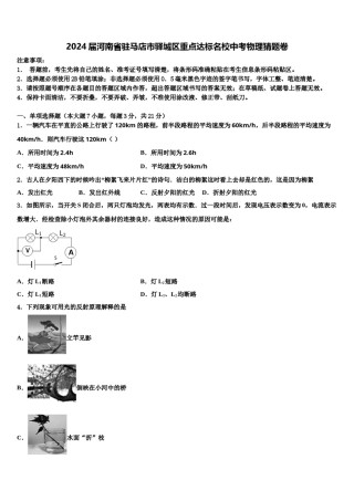2024届河南省驻马店市驿城区重点达标名校中考物理猜题卷含解析.doc