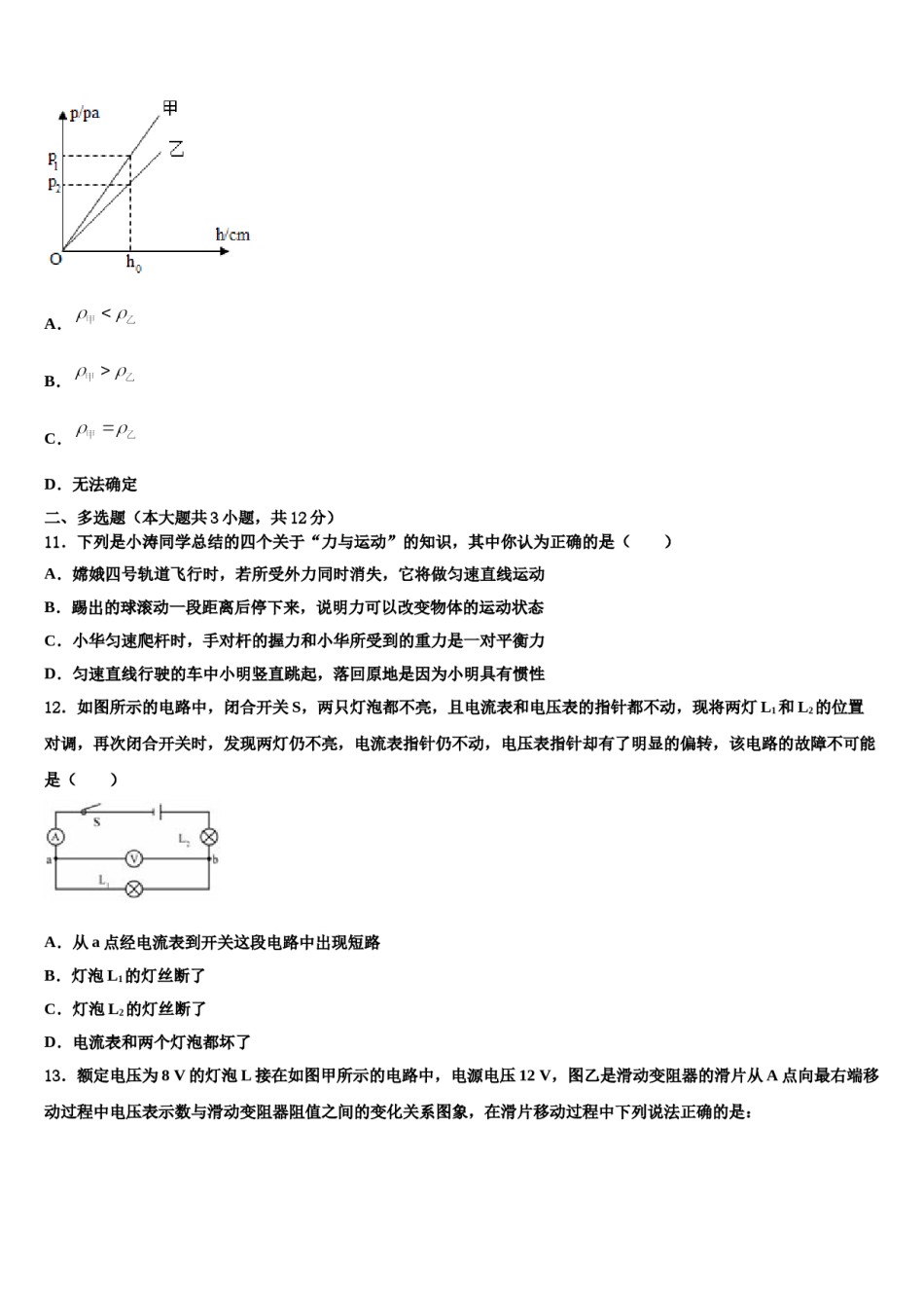 2024届泰安市泰山区中考考前最后一卷物理试卷含解析.doc_第3页