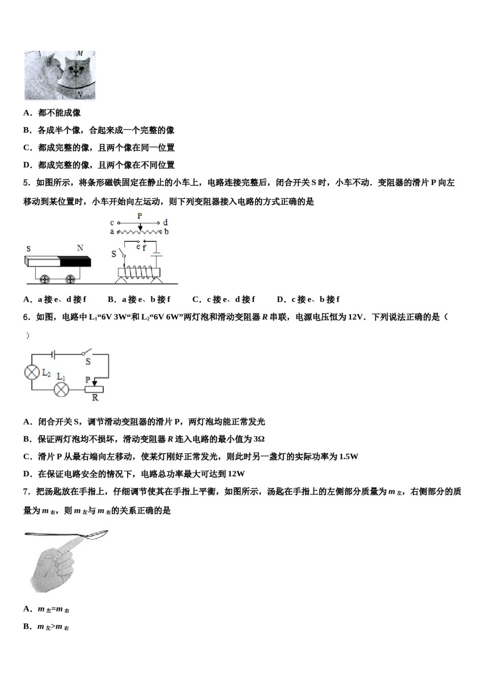 2024届浙江省乐清育英校中考一模物理试题含解析.doc_第2页