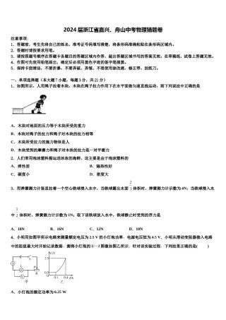 2024届浙江省嘉兴、舟山中考物理猜题卷含解析.doc