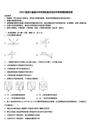 2024届浙江省嘉兴市秀洲区重点名校中考物理四模试卷含解析.doc