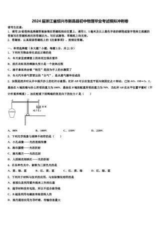 2024届浙江省绍兴市新昌县初中物理毕业考试模拟冲刺卷含解析.doc
