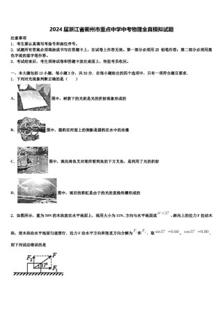2024届浙江省衢州市重点中学中考物理全真模拟试题含解析.doc