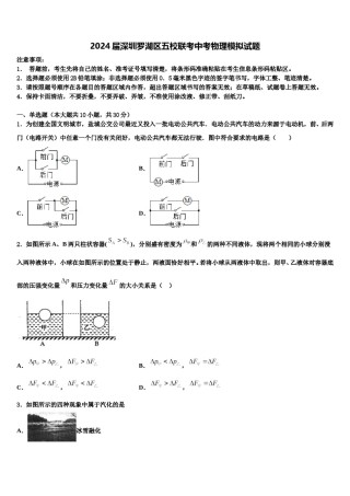2024届深圳罗湖区五校联考中考物理模拟试题含解析.doc