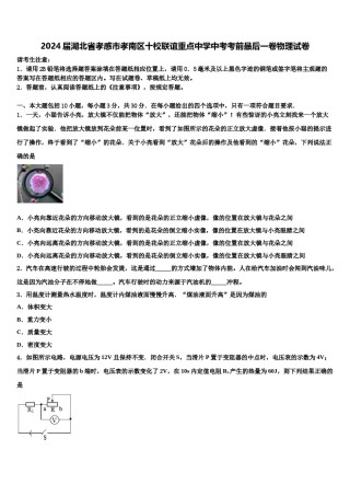 2024届湖北省孝感市孝南区十校联谊重点中学中考考前最后一卷物理试卷含解析.doc