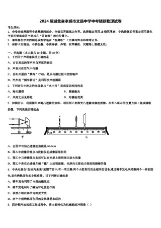 2024届湖北省孝感市文昌中学中考猜题物理试卷含解析.doc