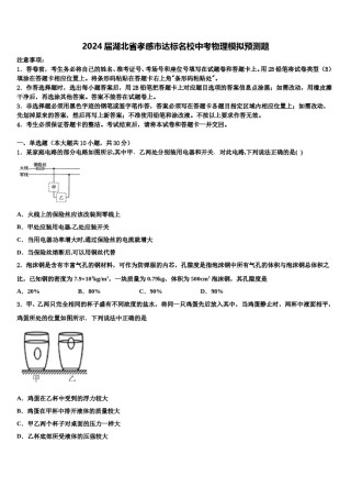 2024届湖北省孝感市达标名校中考物理模拟预测题含解析.doc