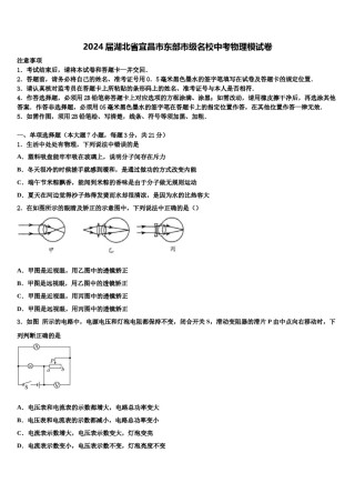 2024届湖北省宜昌市东部市级名校中考物理模试卷含解析.doc