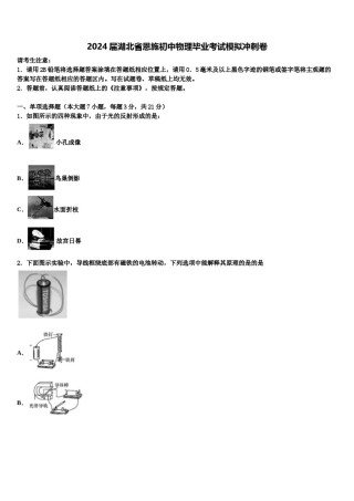 2024届湖北省恩施初中物理毕业考试模拟冲刺卷含解析.doc