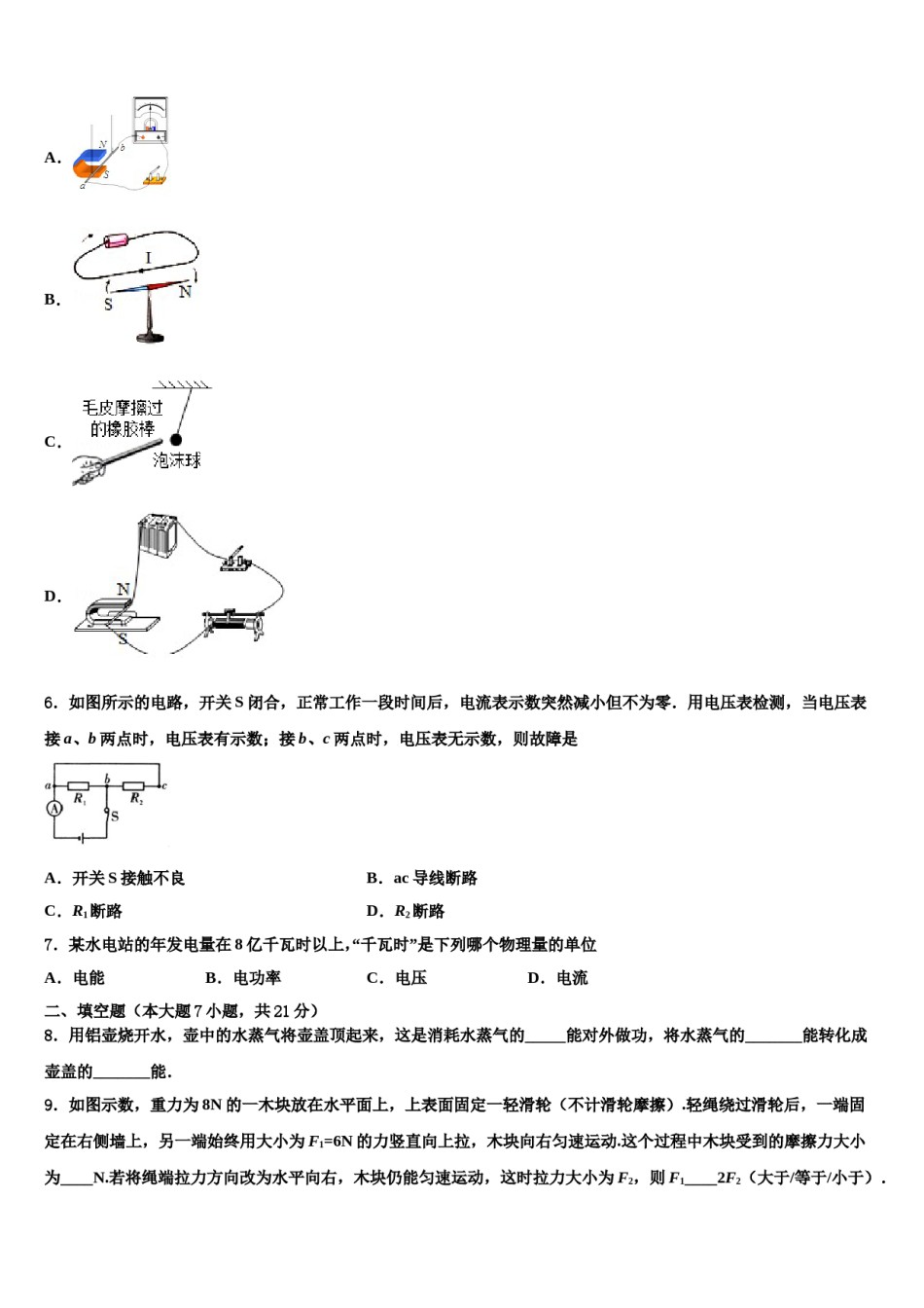 2024届湖北省武汉外国语校中考物理猜题卷含解析.doc_第2页