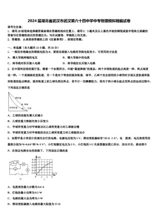 2024届湖北省武汉市武汉第六十四中学中考物理模拟精编试卷含解析.doc