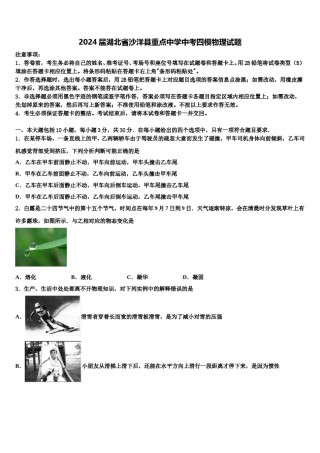 2024届湖北省沙洋县重点中学中考四模物理试题含解析.doc