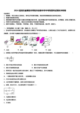 2024届湖北省襄阳市枣阳市徐寨中学中考物理考试模拟冲刺卷含解析.doc