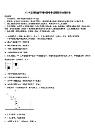 2024届湖北省鄂州市区中考试题猜想物理试卷含解析.doc