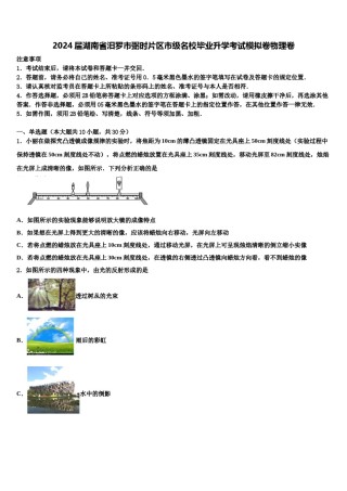 2024届湖南省汨罗市弼时片区市级名校毕业升学考试模拟卷物理卷含解析.doc