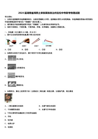 2024届湖南省湘西土家族苗族自治州名校中考联考物理试题含解析.doc