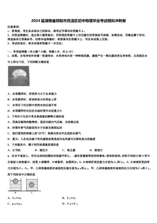 2024届湖南省邵阳市双清区初中物理毕业考试模拟冲刺卷含解析.doc