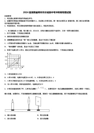 2024届湖南省郴州市汝城县中考冲刺卷物理试题含解析.doc