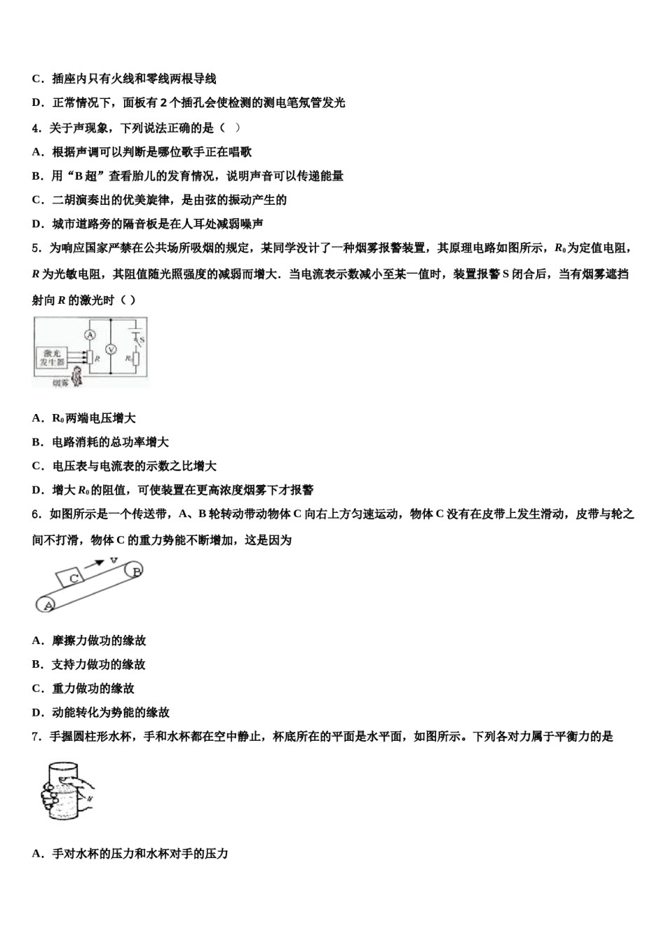 2024届湖南省长沙市中学雅培粹校中考物理全真模拟试卷含解析.doc_第2页