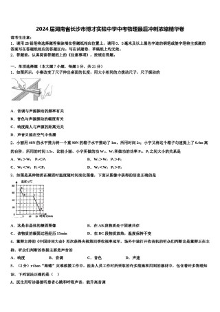 2024届湖南省长沙市博才实验中学中考物理最后冲刺浓缩精华卷含解析.doc