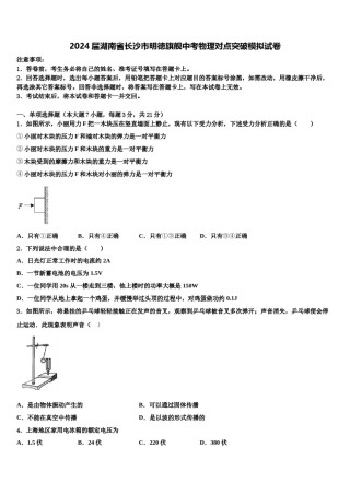2024届湖南省长沙市明徳旗舰中考物理对点突破模拟试卷含解析.doc