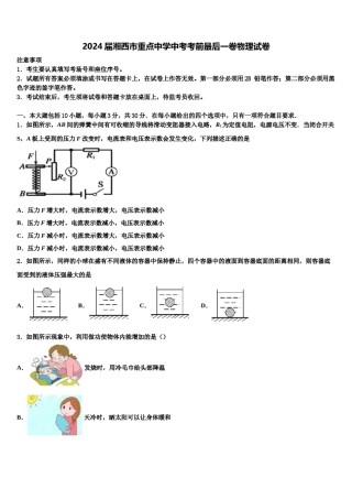 2024届湘西市重点中学中考考前最后一卷物理试卷含解析.doc