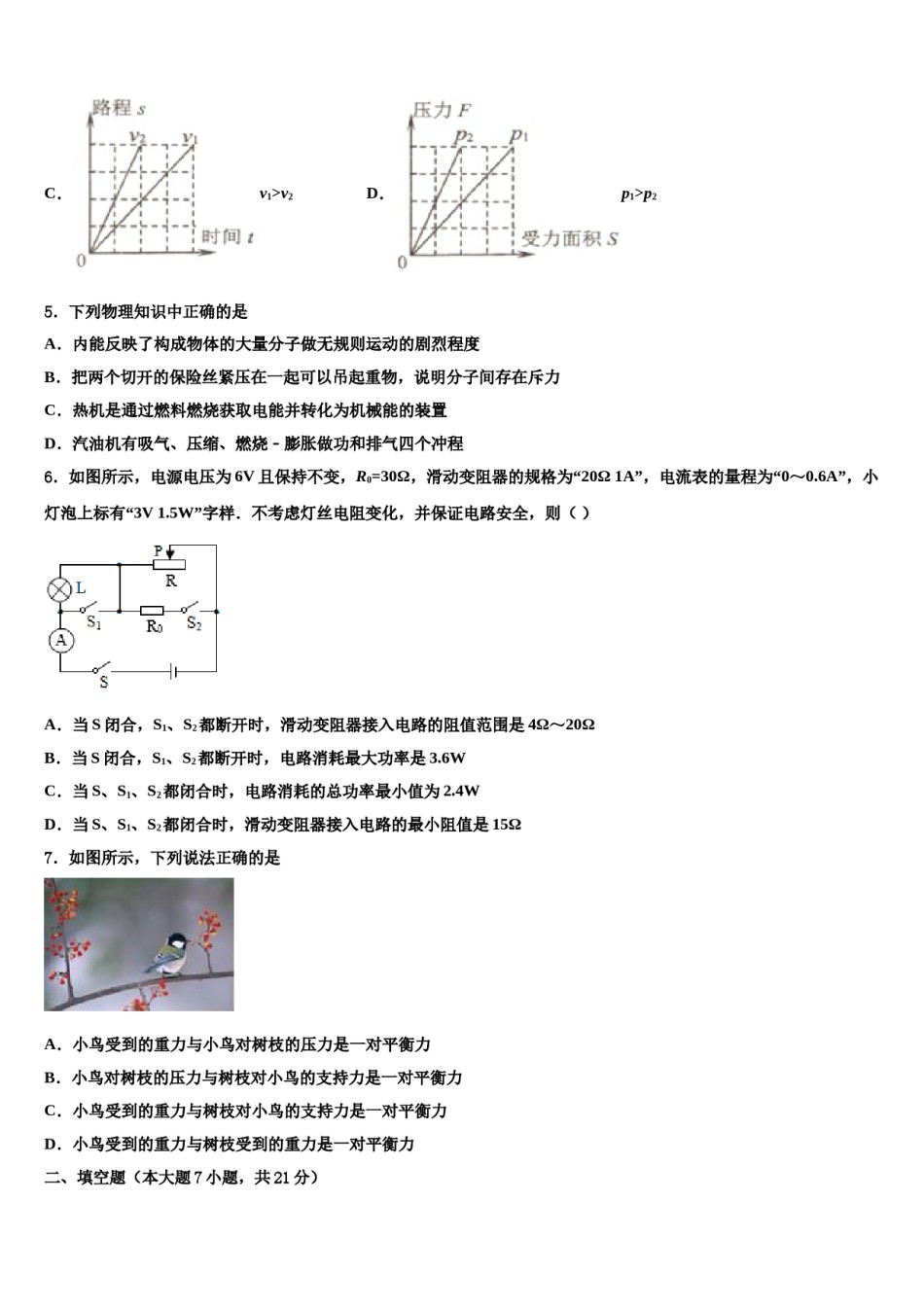 2024届甘肃省武威市凉州区洪祥镇重点名校中考物理四模试卷含解析.doc_第2页