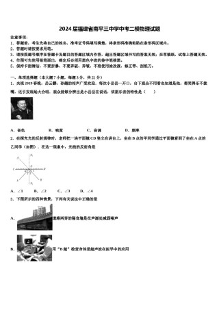2024届福建省南平三中学中考二模物理试题含解析.doc