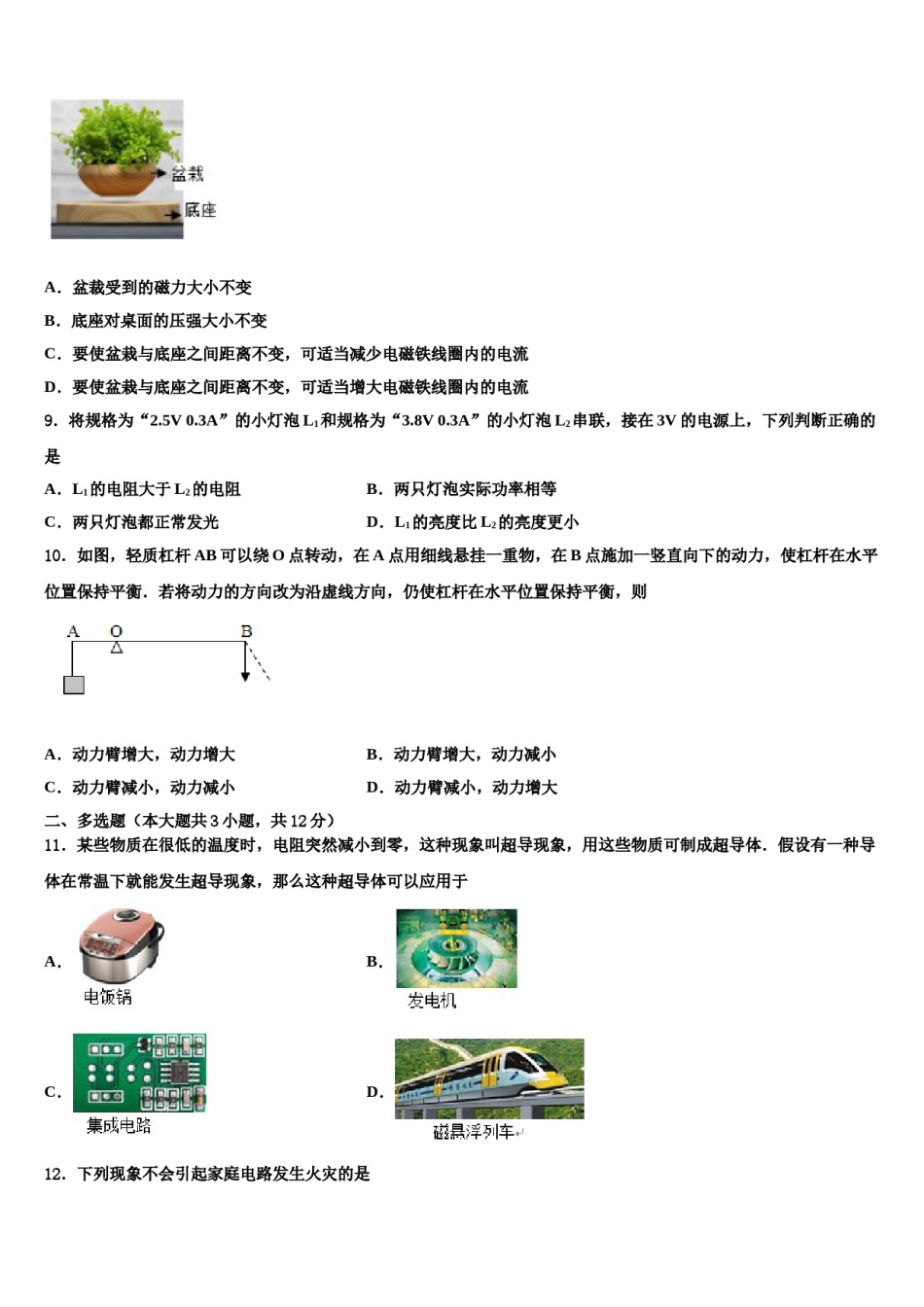 2024届福建省厦门外国语学校海沧附属学校中考物理模拟试题含解析.doc_第3页