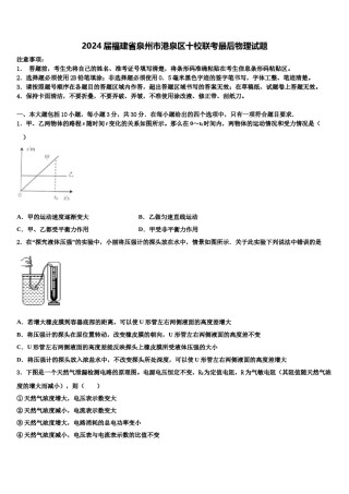 2024届福建省泉州市港泉区十校联考最后物理试题含解析.doc
