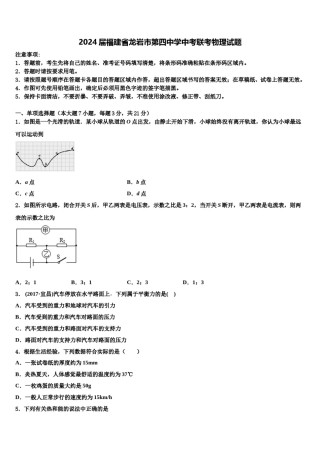 2024届福建省龙岩市第四中学中考联考物理试题含解析.doc