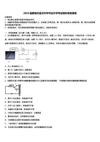 2024届聊城市重点中学毕业升学考试模拟卷物理卷含解析.doc
