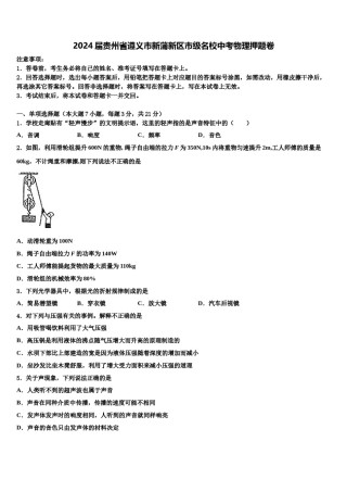 2024届贵州省遵义市新蒲新区市级名校中考物理押题卷含解析.doc